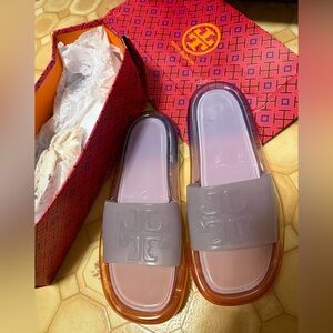NWT Tory Burch bubble jelly slides.